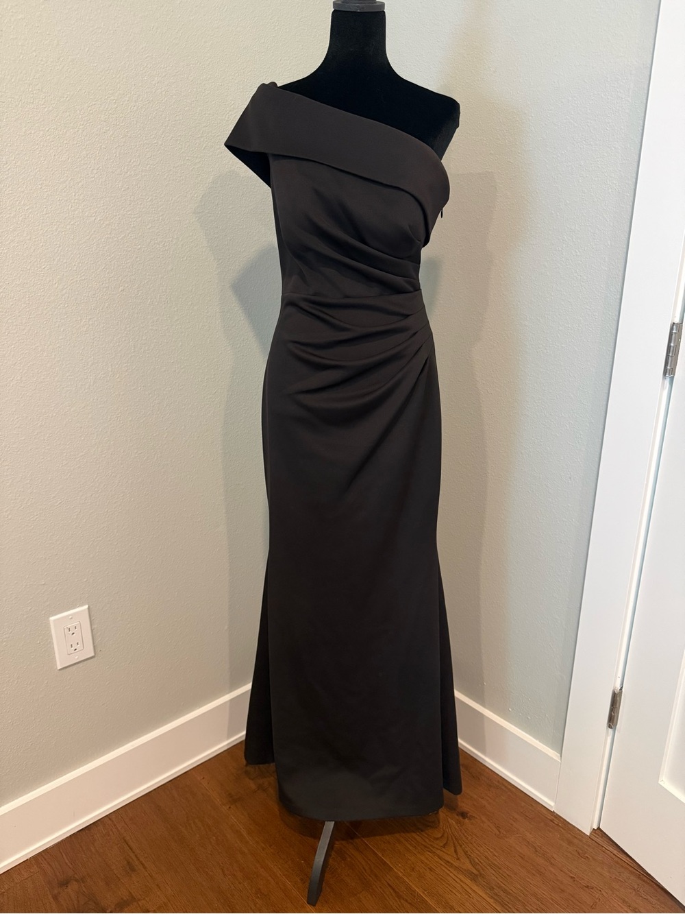 Eliza J Black One-Shoulder Evening Dress
